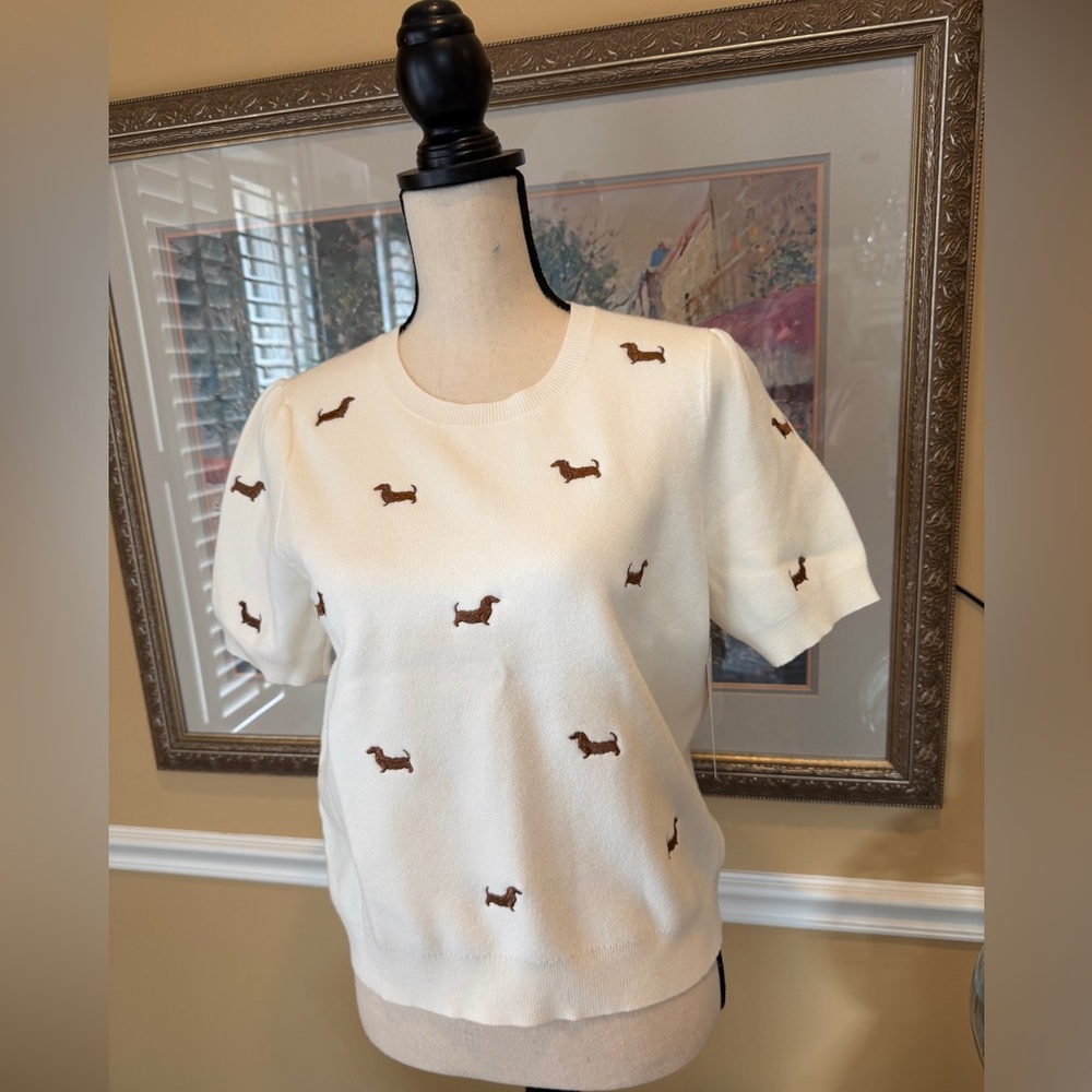 Cute dachshund sweater for summer Top NWT MEDIUM